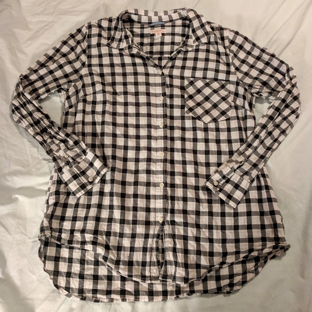 Merona XL black white checked button down Target